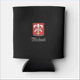 Elegant Mediaeval Black and Red Knight Shield Can Cooler