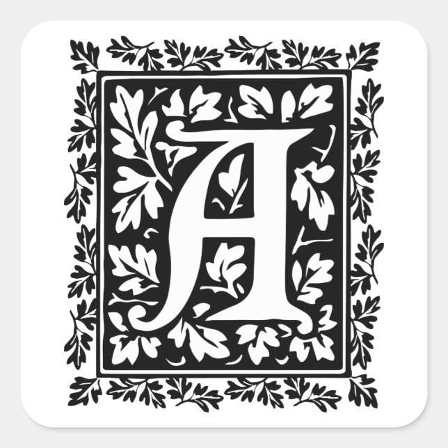 Elegant Mediaeval Illuminated Manuscript Letter A Square Sticker (Front)