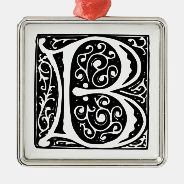 Elegant Mediaeval Renaissance Letter B Monogram Metal Ornament (Front)