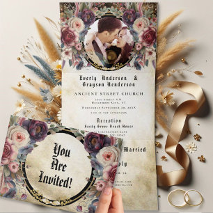Elegant Mediaeval Rose Floral Wedding TriFold