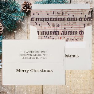 Elegant Mediaeval Vintage Sheet Music Christmas Envelope