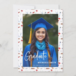 Elegant Medical Nurse Script Photo Graduate Announcement
