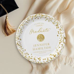 Elegant Medical Nursing School Graduation White Paper Plate
