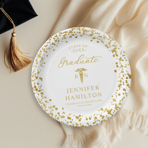 Elegant Medical Nursing School Graduation White Paper Plate