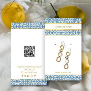 Elegant Mediterranean Blue Earing Display Business Card