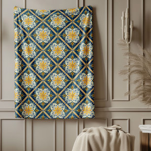 Elegant Mediterranean Coastal-Inspired Patterns Fleece Blanket
