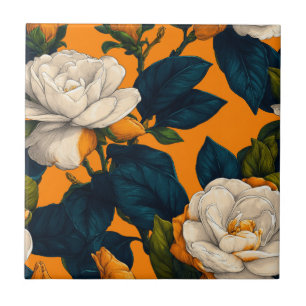 Elegant Mediterranean Gardenias Tiles For Tiled
