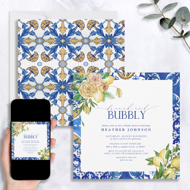 Elegant Mediterranean Lemon Brunch & Bubbly Shower Invitation (Creator Uploaded)