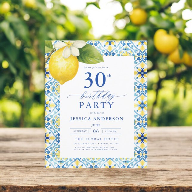 Elegant Mediterranean Lemon Floral 30th Birthday (Creator Uploaded)