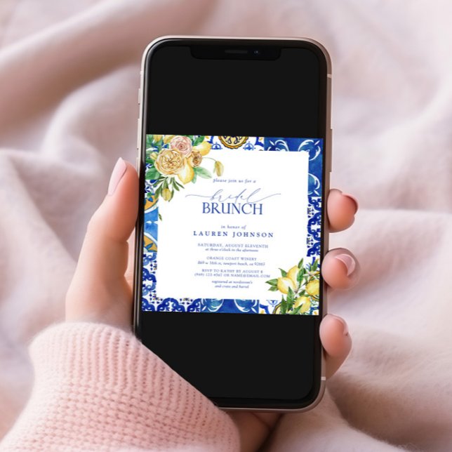 Elegant Mediterranean Lemon Floral Bridal Brunch Invitation (Creator Uploaded)