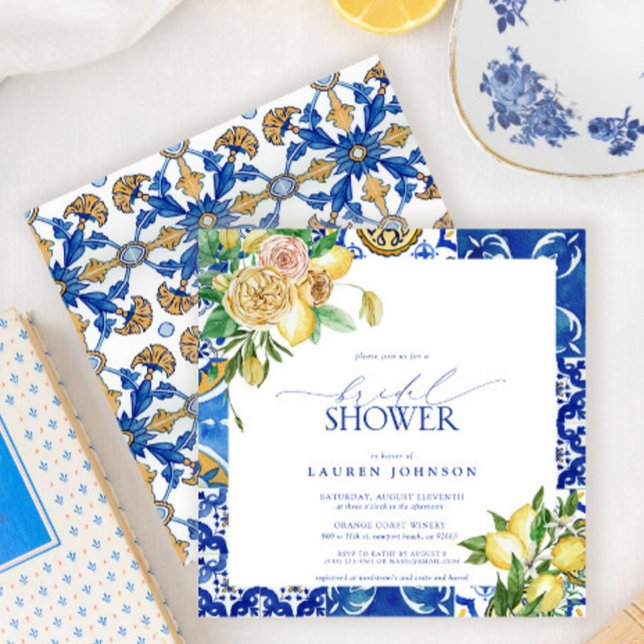 Elegant Mediterranean Lemon Floral Bridal Shower Invitation (Creator Uploaded)
