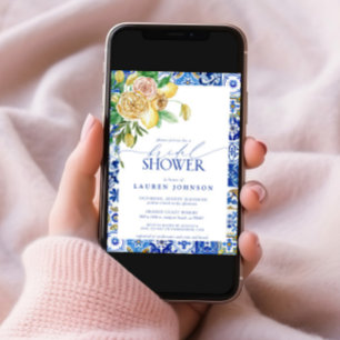 Elegant Mediterranean Lemon Floral Bridal Shower Invitation
