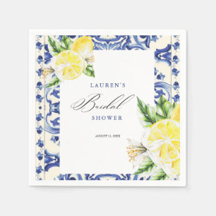 Elegant Mediterranean Lemon Floral Bridal Shower Napkin