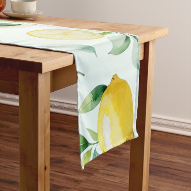 Elegant Mediterranean Lemon Floral Bridal Shower   Short Table Runner (In Situ)