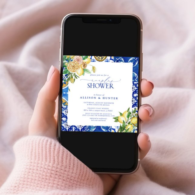 Elegant Mediterranean Lemon Floral Couples Shower Invitation (Creator Uploaded)