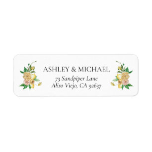 Elegant Mediterranean Lemon Floral Return Address Label