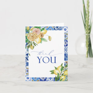 Elegant Mediterranean Lemon Floral Thank You Card