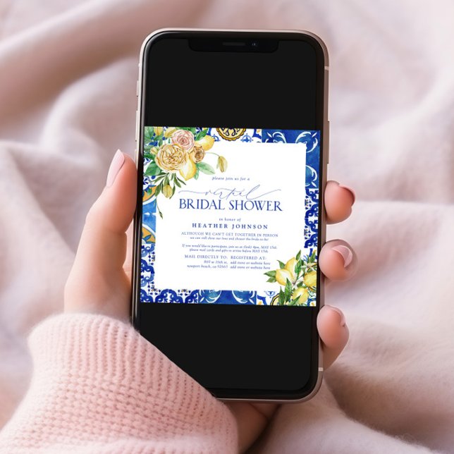 Elegant Mediterranean Lemon Floral Virtual Shower Invitation (Creator Uploaded)