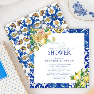 Elegant Mediterranean Lemon Floral Wedding Shower Invitation