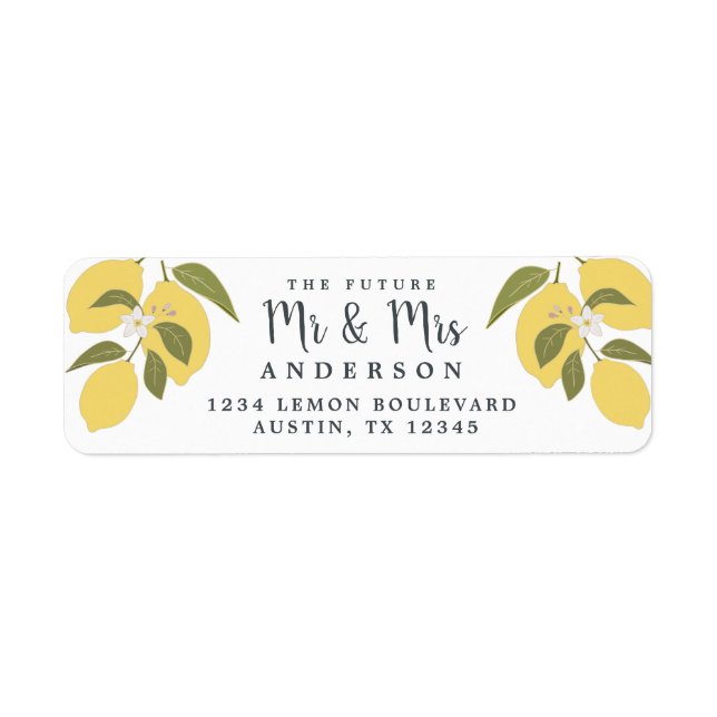 Elegant Mediterranean Lemon Return Address  Label (Front)