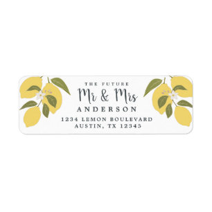 Elegant Mediterranean Lemon Return Address  Return Address Label