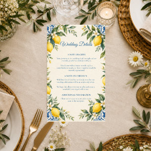 Elegant Mediterranean Lemon Wedding Enclosure Card