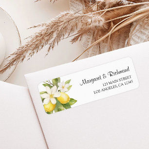 Elegant Mediterranean Lemon Wedding Return Address Return Address Label