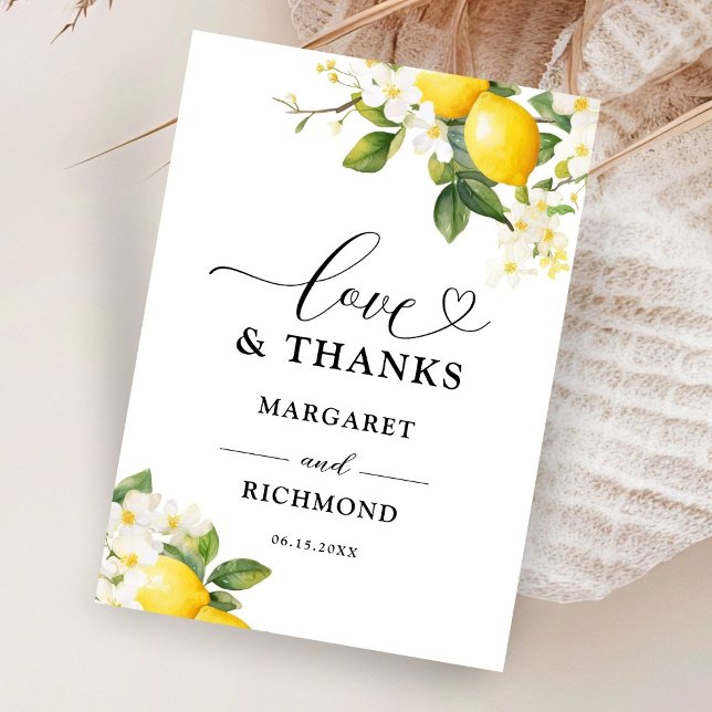 Elegant Mediterranean Lemon Wedding Thank You Card (Creator Uploaded)