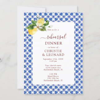 Elegant Mediterranean Lemons Rehearsal Invitation