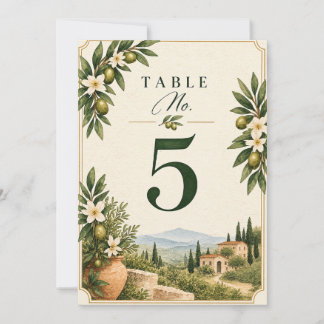Elegant Mediterranean Olive Branch Wedding Table N Invitation