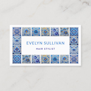 Elegant mediterrranean tiles frame business card
