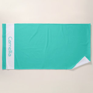 Elegant Medium Turquoise Bridesmaid Name Chic Beach Towel