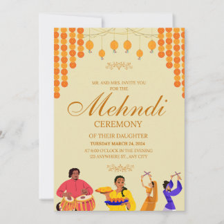 Elegant Mehndi Ceremony Invitation Card