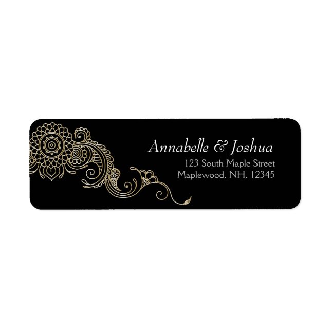 Elegant Mehndi design return address labels-gold Label (Front)