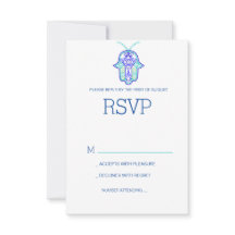 Elegant Mehndi design wedding RSVP card-navy