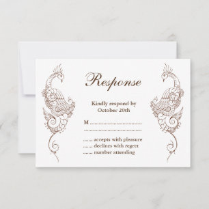 Elegant Mehndi Peacock Wedding RSVP Card