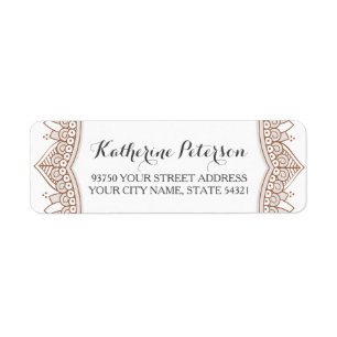 Elegant Mehndi Wedding Return Address Label