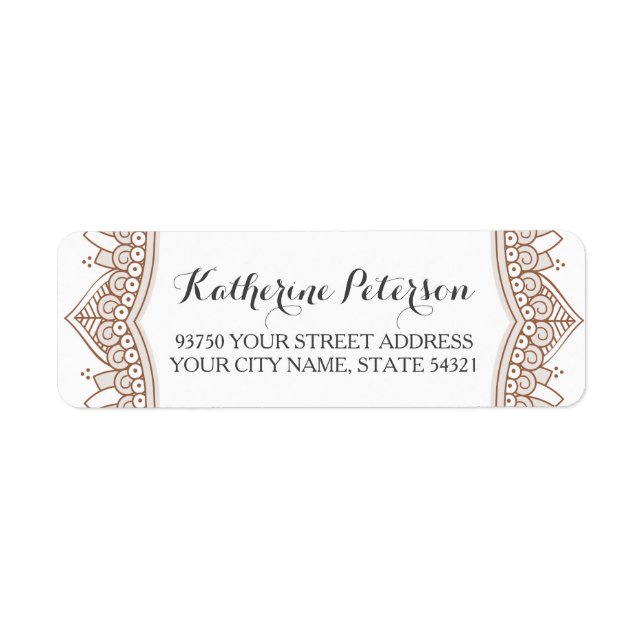 Elegant Mehndi Wedding Return Address Label (Front)