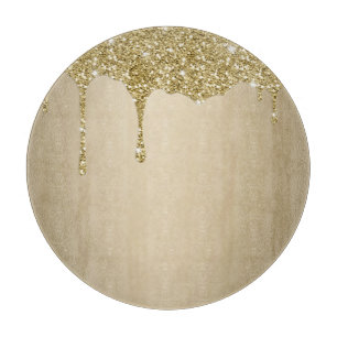 Elegant Melting Gold Glittery Glam Cutting Board