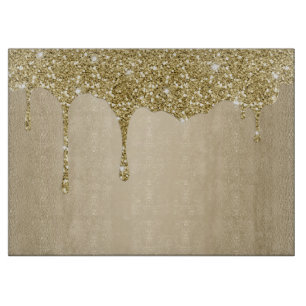 Elegant Melting Gold Glittery Glam Cutting Board