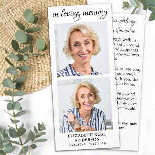 Elegant Memorial 2 Photo Funeral Prayer Bookmark 