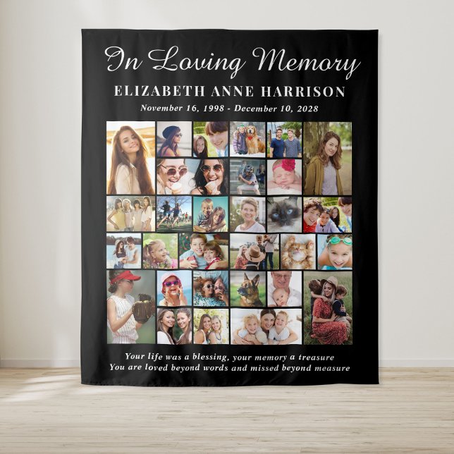 Elegant Memorial 30 Photo Tapestry (Creator Uploaded)