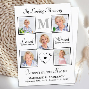 Elegant Memorial 5 Photo Funeral Prayer Card