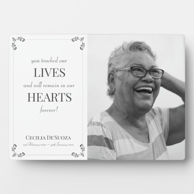 Elegant Memorial Custom Photo White Remembrance  Plaque (Front)