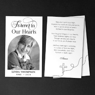 Elegant Memorial Forever In Our Hearts Prayer Card