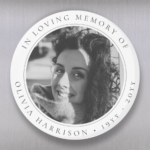 Elegant Memorial Funeral Favour Black and White Magnet