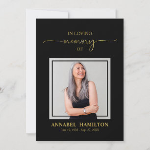 Elegant Memorial Funeral Photo Card For Service