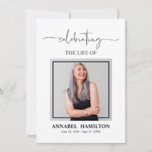 Elegant Memorial Funeral Photo Card For Service