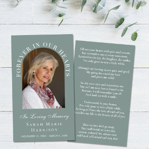 Elegant Memorial Funeral Photo Sage Prayer Card