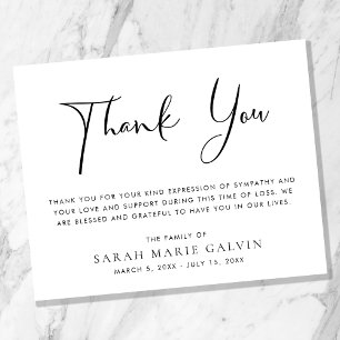 Elegant Memorial Funeral Thank You Card